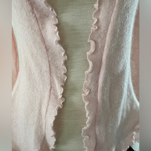 Vintage Moda International Baby Pink Lambswool and Rabbit Hair Cardigan Sweater - Picture 2 of 9